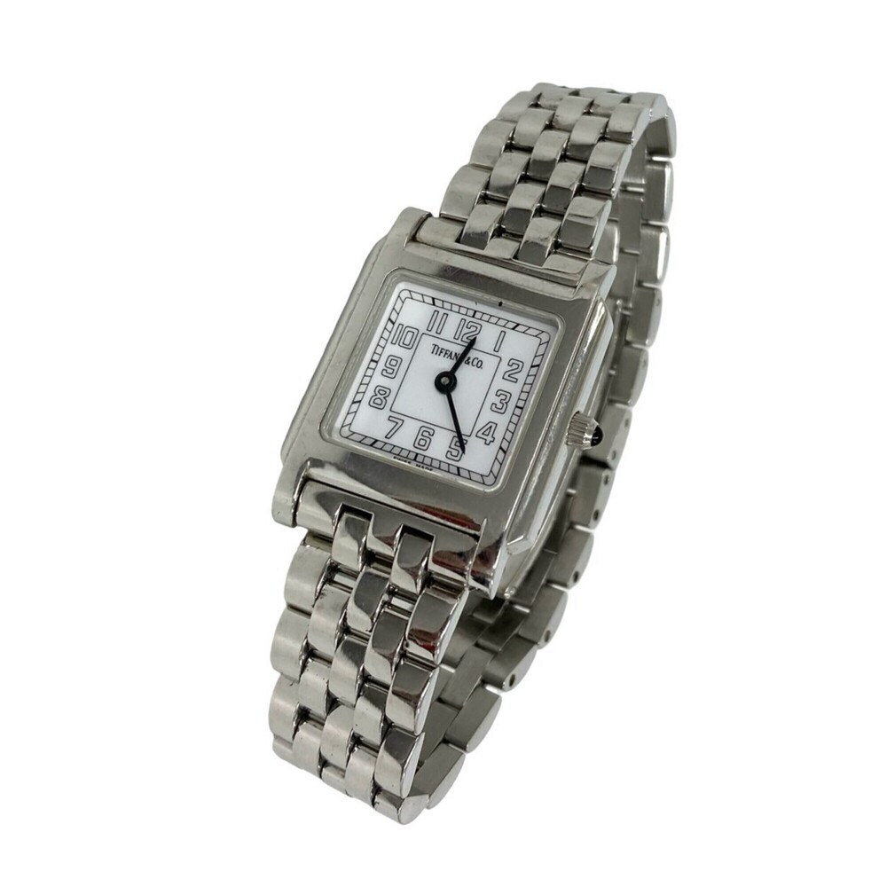 TIFFANY&Co. Tiffany Classic Square Stainless Steel Quartz Watch, Silver, 27018